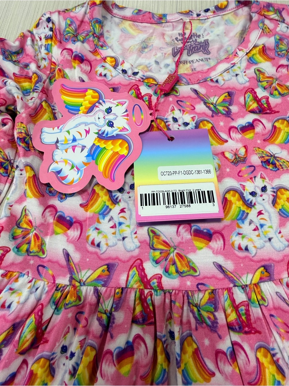Posh Peanut x Lisa Frank Angel Kitty Ruffled Twirl Dress Long Sleeve NWT - Picture 2 of 5